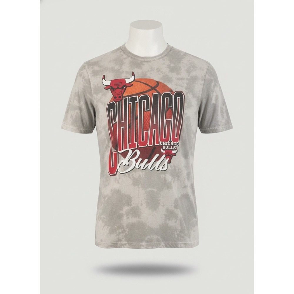 NBA Chicago Bulls Mens Grey Tie Dye Graphic T-Shirt Medium Basketball Sportswear